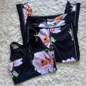 Everlast Black and Pink Floral Activewear Set